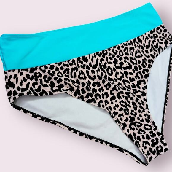 Swimsuit 2 Piece Bikini High Waist Unpadded Plus Size 3XL Animal Pint Colorblock - Picture 4 of 11